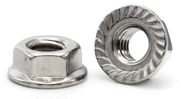 188SFNM10-1.50 M10 - 1.50 SERRATED FLANGE NUT, 18-8 STAINLESS STEEL